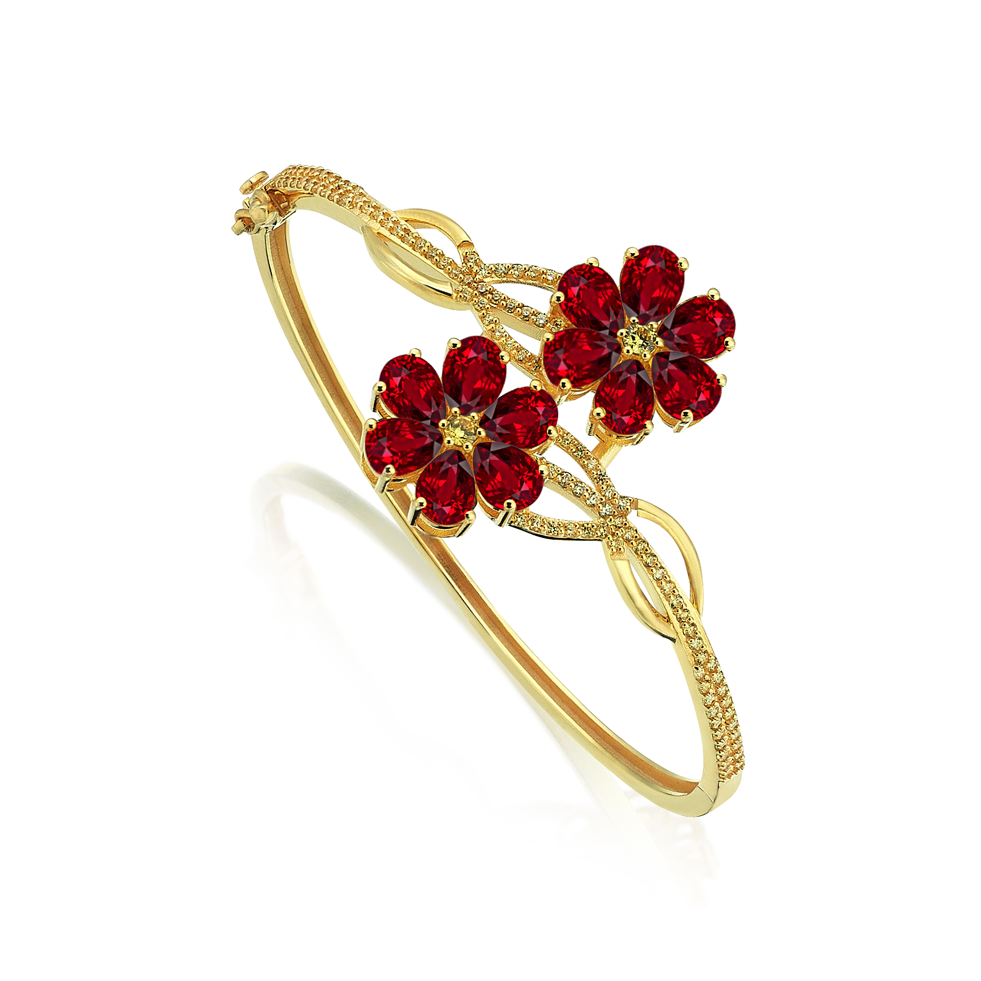 Bracelet Magnolia Or Hybride Saphir Jaune 9 Carats