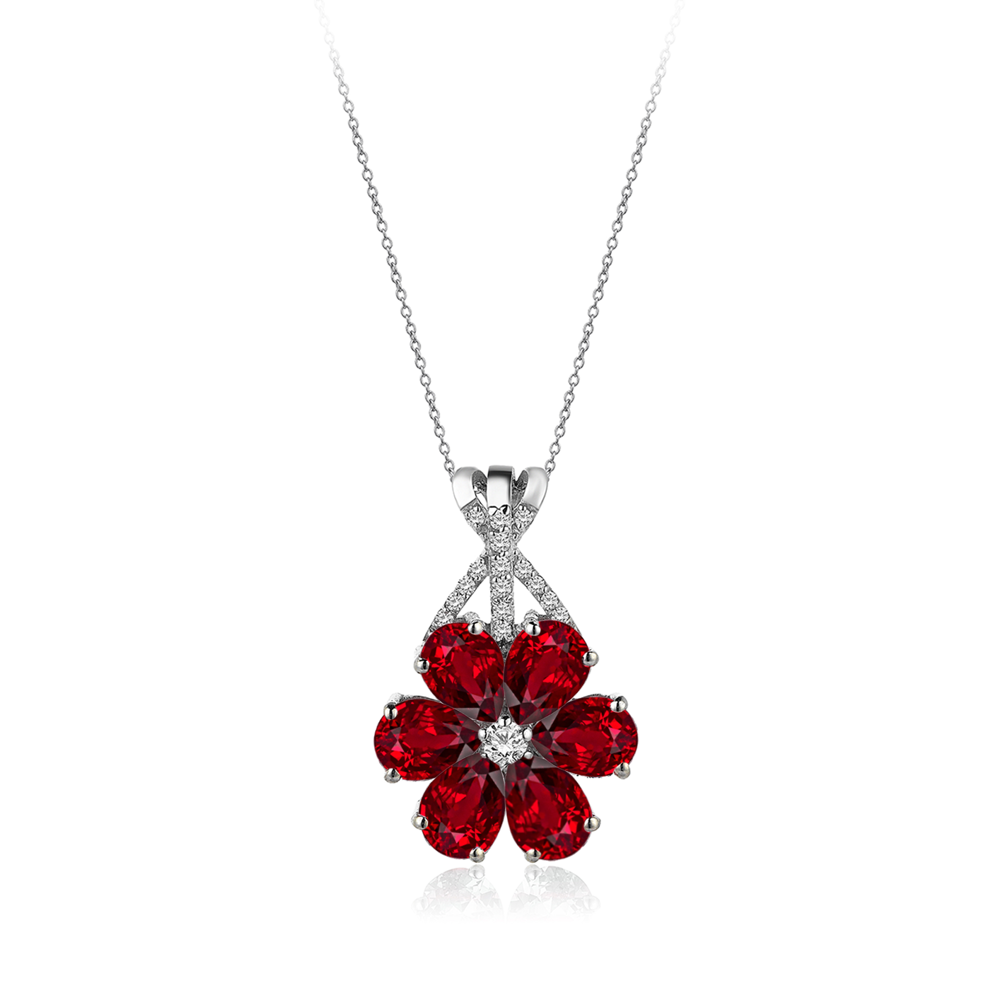 Collier Magnolia Rubis Or Hybride Diamant 4 Carats