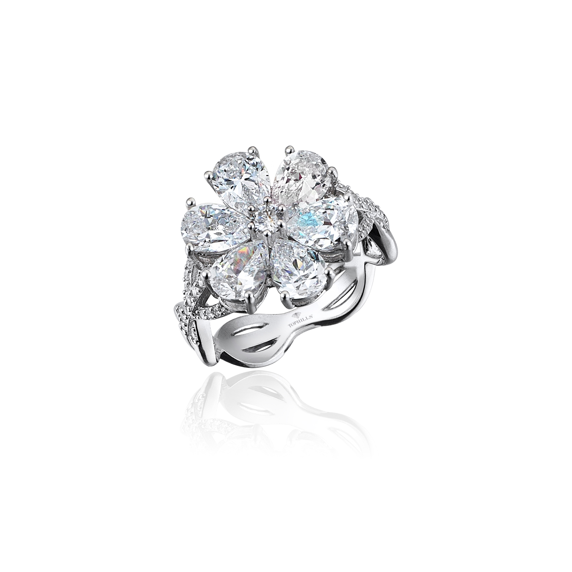 4 Karat Diamond Hybrid Gold Magnolia Ring