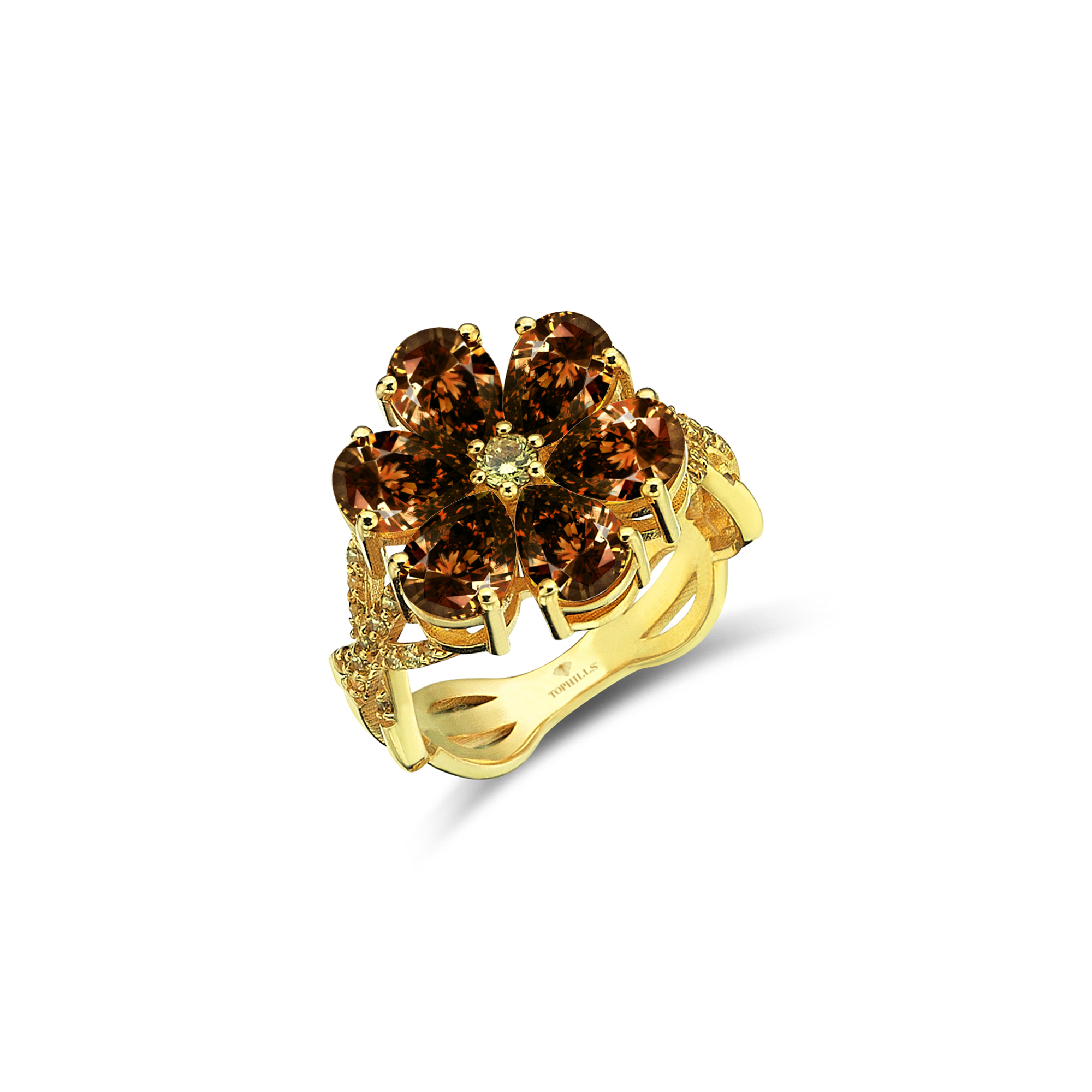 Bague Magnolia Or Hybride Saphir Jaune 4 Carats