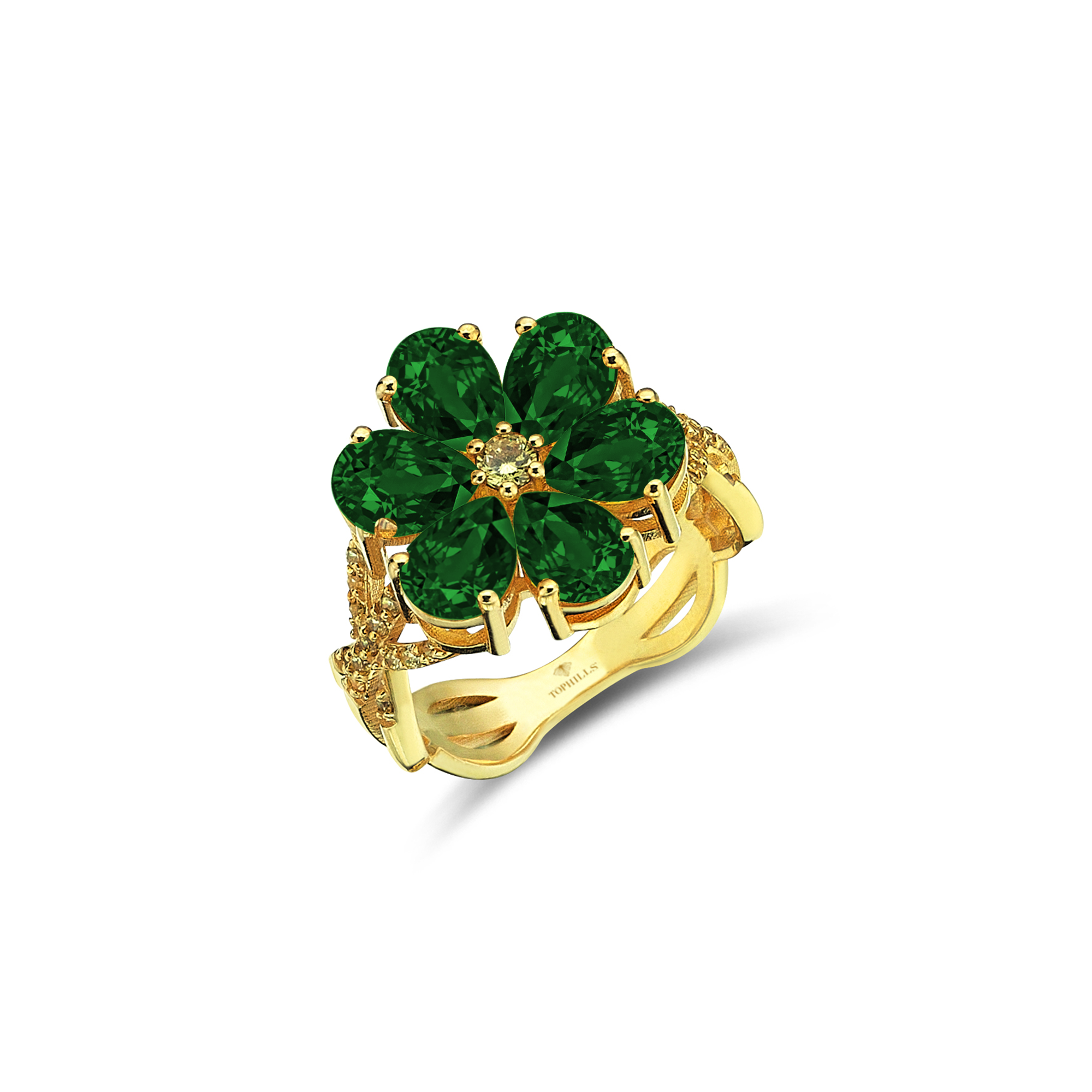 Bague Magnolia Or Hybride Saphir Jaune 4 Carats