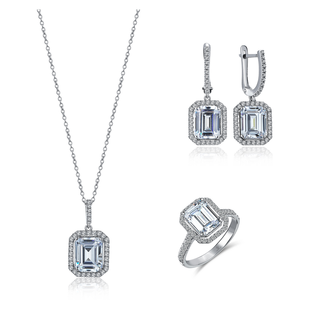 6 Carat Emerald Cut Diamond Set